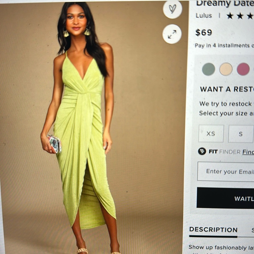 Lulu’s Dreamy Date Night Surplice Dress in Light Green